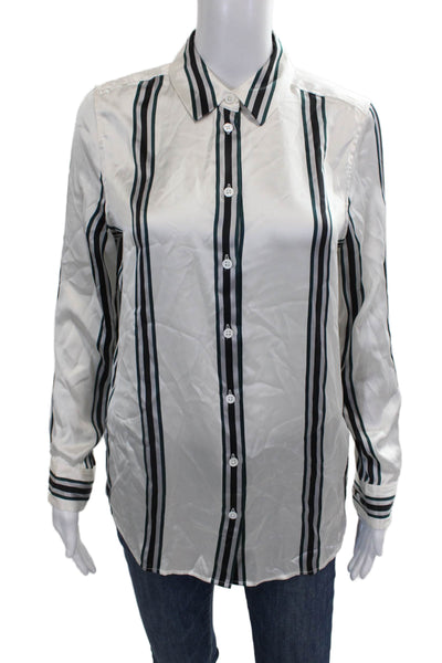 Equipment Femme Women Striped Silk Collared Button-Up Long Sleeve Size XS