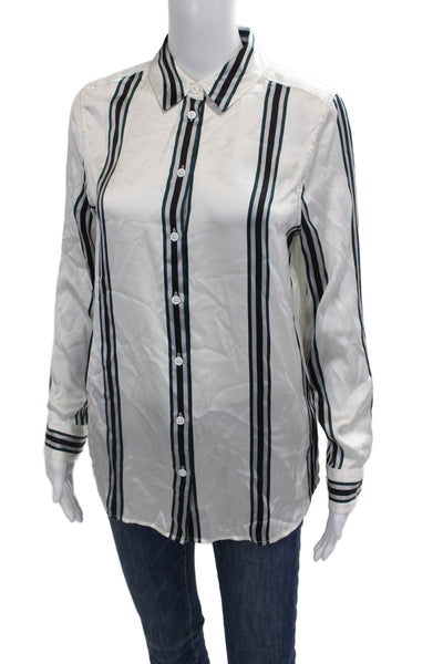 Equipment Femme Women Striped Silk Collared Button-Up Long Sleeve Size XS