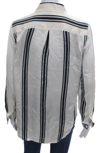 Equipment Femme Women Striped Silk Collared Button-Up Long Sleeve Size XS
