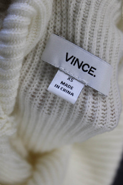 Vince Womens Wool Mock Neck Geometric Sleeveless Pullover Sweater Ivory Size XS