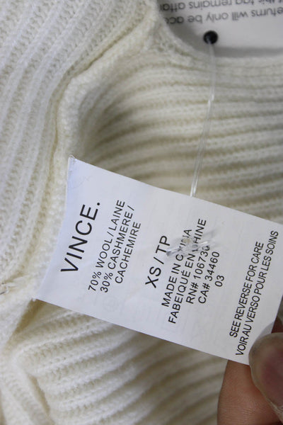 Vince Womens Wool Mock Neck Geometric Sleeveless Pullover Sweater Ivory Size XS