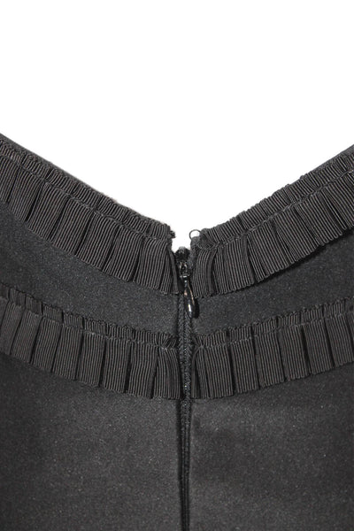 Alexis Women Fit & Flare Halter Embroidered Black Sleeveless Knee Dress Size XS