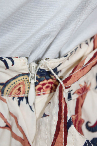 Ulla Johnson Women Ivory Floral Cotton Maxi Skirt Tie Waist Size 0