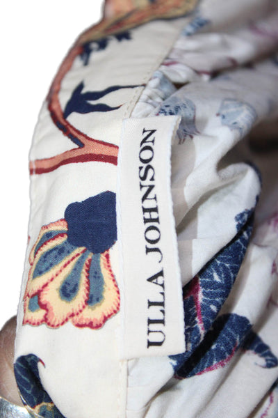 Ulla Johnson Women Ivory Floral Cotton Maxi Skirt Tie Waist Size 0