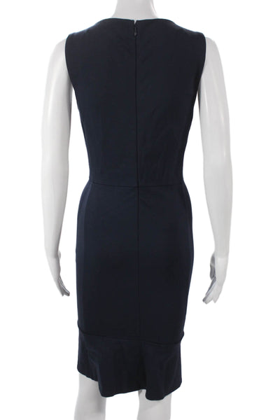 J Crew Women Sheath Dress Gray Colorblock Viscose Sleeveless Zip Mid-Calf Size 8