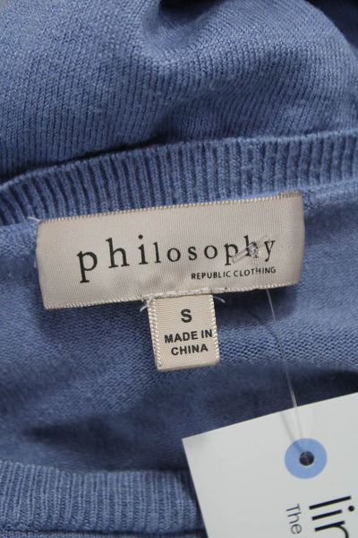 philosophy Womens Pullover Sweater Blue Crew Neck Long Sleeve Size S