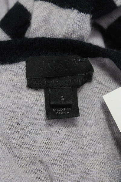 J Crew Womens Cashmere Striped Crewneck Pullover Sweater Gray Longsleeve Size S