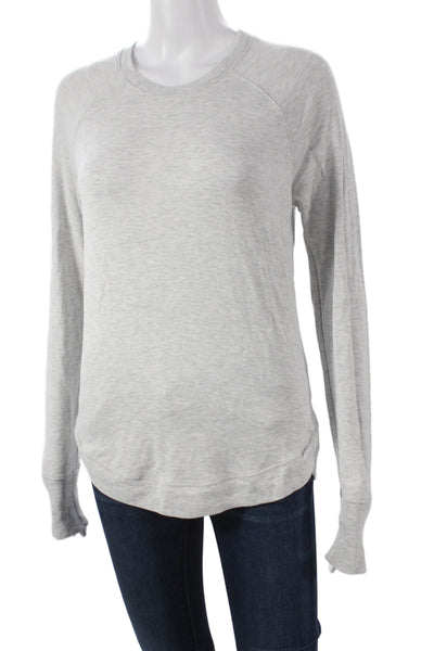 Athleta Womens Gray Modal Pullover Sweatshirt Crew Neck Long Sleeve Size S