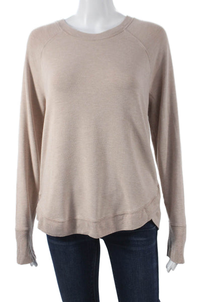 Athleta Women Pullover Beige Modal Crew Neck Long Sleeve Size M