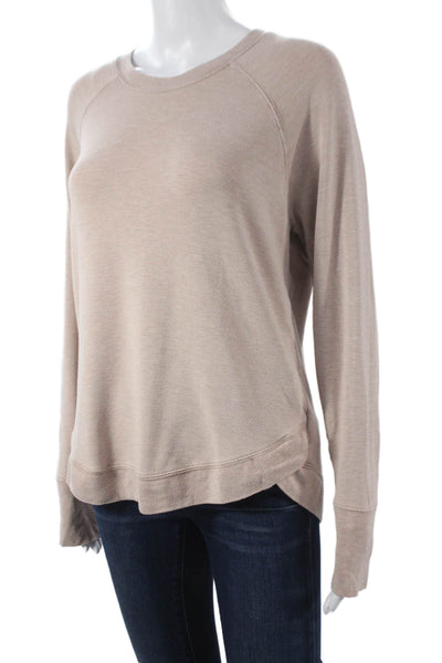 Athleta Women Pullover Beige Modal Crew Neck Long Sleeve Size M