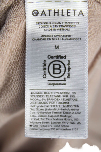 Athleta Women Pullover Beige Modal Crew Neck Long Sleeve Size M