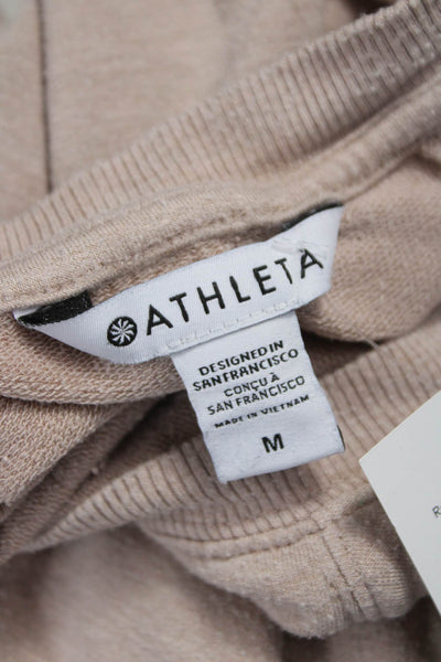 Athleta Women Pullover Beige Modal Crew Neck Long Sleeve Size M