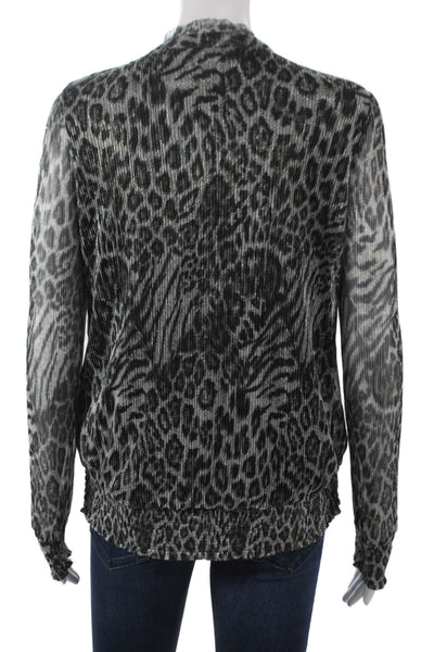 Monnari Women Tunic Black Animal Print High Neck Long Sleeve Size S