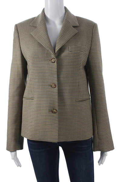 Toteme Women Beige Houndstooth Blazer Long Sleeve Button Petite Size 34