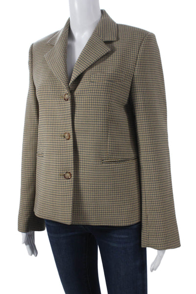 Toteme Women Beige Houndstooth Blazer Long Sleeve Button Petite Size 34