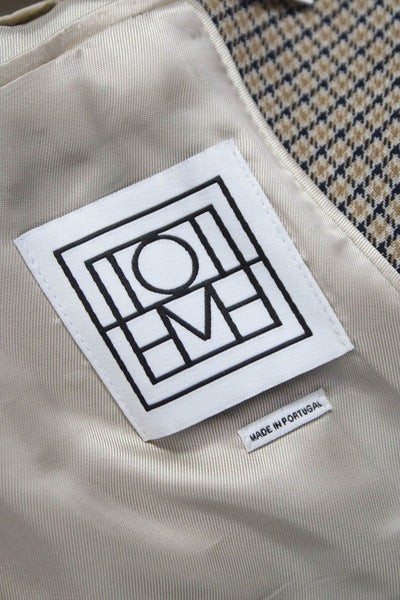 Toteme Women Beige Houndstooth Blazer Long Sleeve Button Petite Size 34