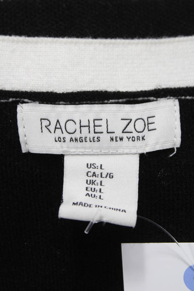 Rachel Zoe Womens Black Striped V Neck Long Sleeve Cardigan Size L
