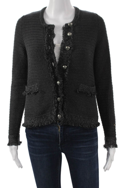 Cotton By Autumn Cashmere Womens Cardigan Gray Cotton Long Sleeve Size XS