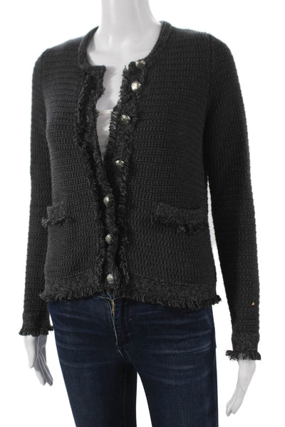 Cotton By Autumn Cashmere Womens Cardigan Gray Cotton Long Sleeve Size XS