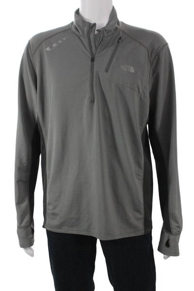 The North Face Mens Pullover Hoodie Gray Polyester Mock Neck Size XL