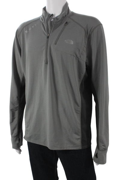 The North Face Mens Pullover Hoodie Gray Polyester Mock Neck Size XL