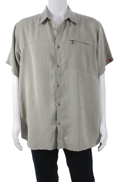 The North Face Mens Button Up Collared Striped Beige Modal Shirt Size XL
