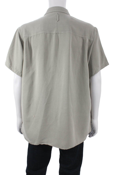 The North Face Mens Button Up Collared Striped Beige Modal Shirt Size XL