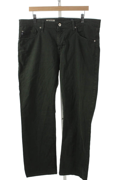 AG Mens Chino Pants Green Cotton Button Size 36