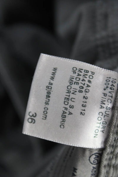 AG Mens Straight Leg Cotton Pants Gray Button Size 36