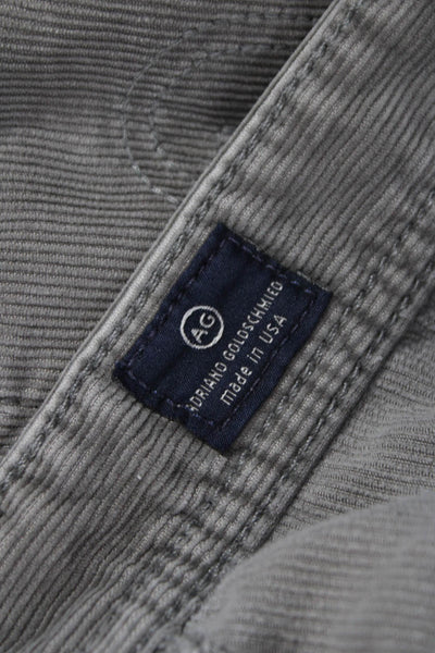 AG Mens Straight Leg Cotton Pants Gray Button Size 36