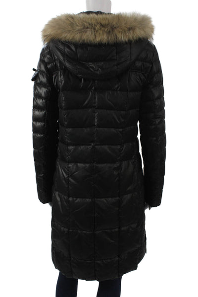 Marc New York Women Puffer Jacket Black Zip Polyester Long Sleeve Size M