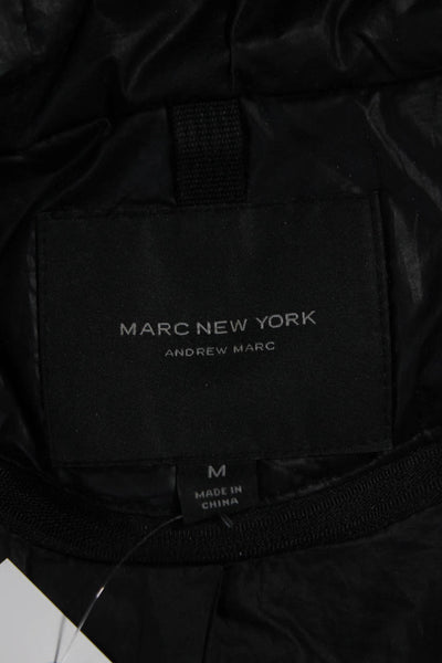 Marc New York Women Puffer Jacket Black Zip Polyester Long Sleeve Size M
