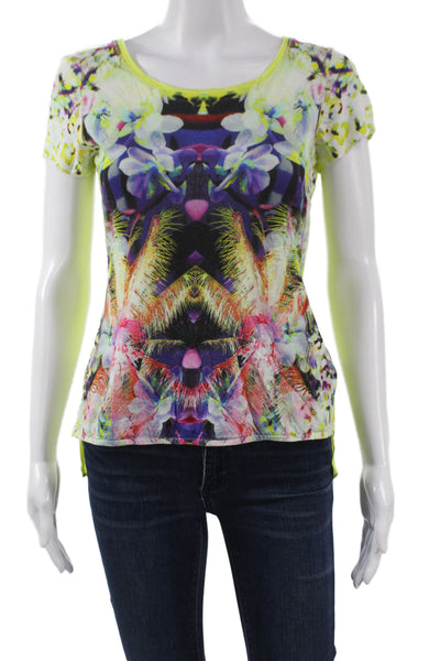 Karen Millen Women Basic Floral Viscose T-Shirt Short Sleeve Multicolor Size 6