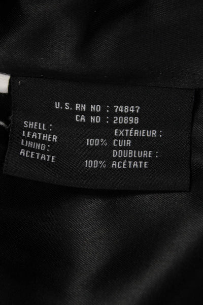 Marc New York Womens Black Leather Basic Jacket Zip Long Sleeve Size S