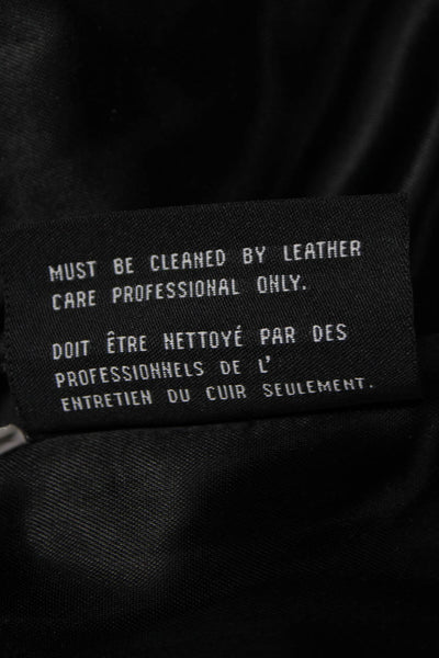 Marc New York Womens Black Leather Basic Jacket Zip Long Sleeve Size S