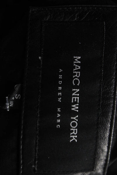 Marc New York Womens Black Leather Basic Jacket Zip Long Sleeve Size S