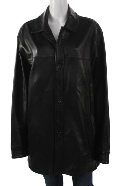 Marc New York Mens Leather Button Jacket Black Size M
