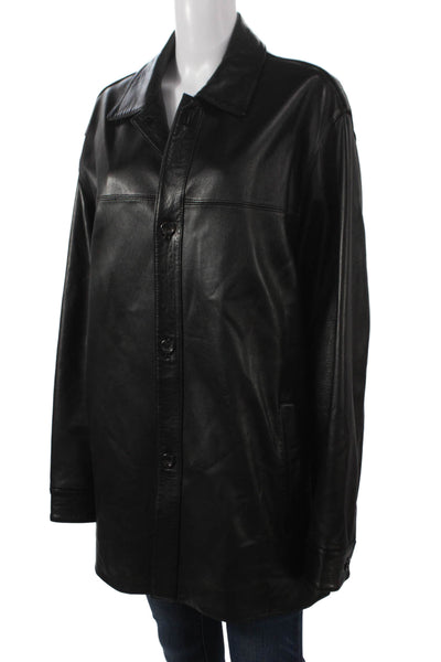 Marc New York Mens Leather Button Jacket Black Size M