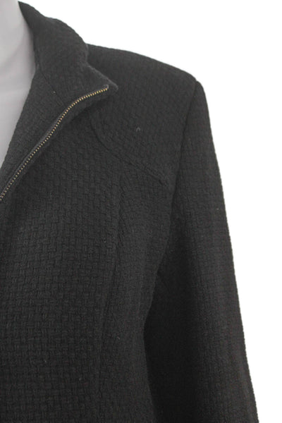 Andrew Marc Women Overcoat Black Wool Zip Closure Size M