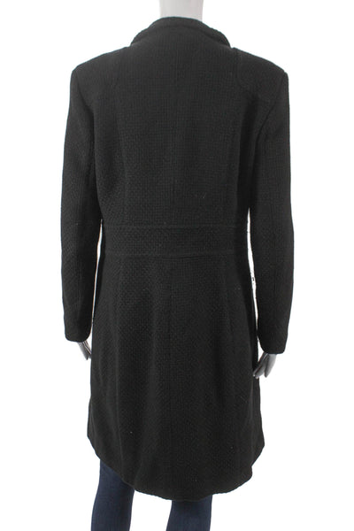 Andrew Marc Women Overcoat Black Wool Zip Closure Size M
