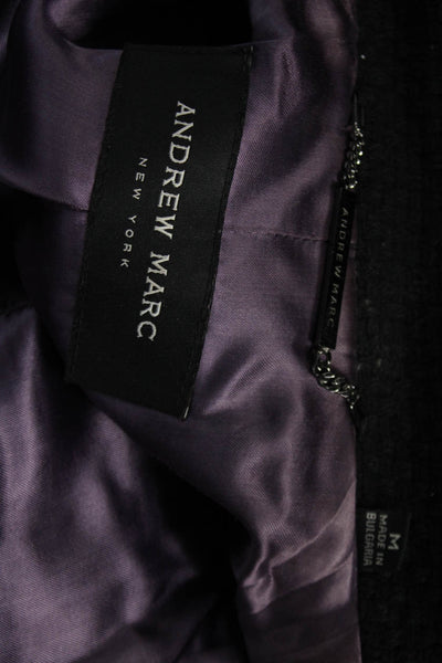 Andrew Marc Women Overcoat Black Wool Zip Closure Size M