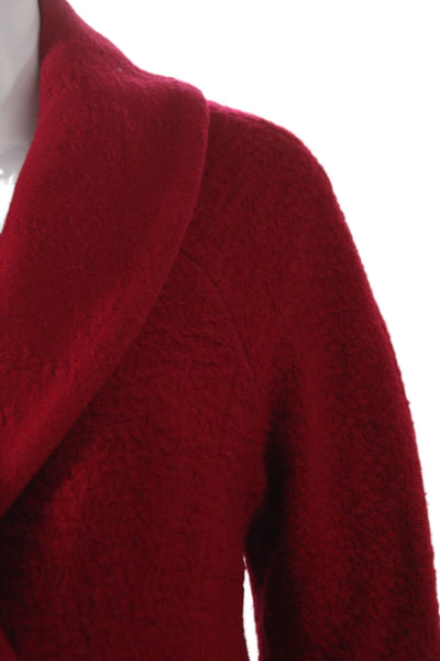 Desigual Womens Red Wool Overcoat Long Sleeve Button Solid Fall Size 38