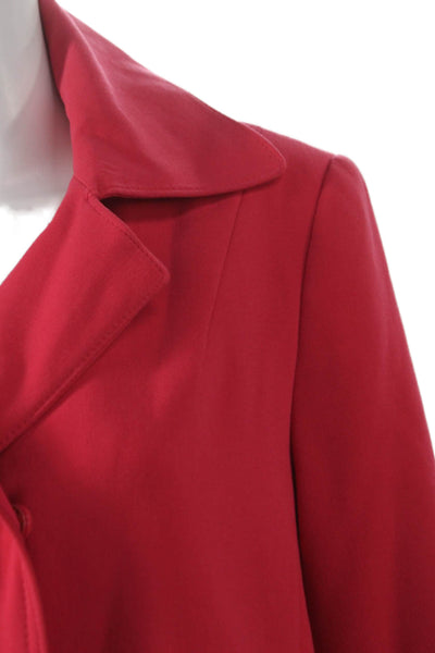 T Tahari Women Overcoat Red Button Long Sleeve Size M