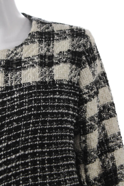 Desigual Women Basic Black Checked Jacket Zip Long Sleeve Size 42