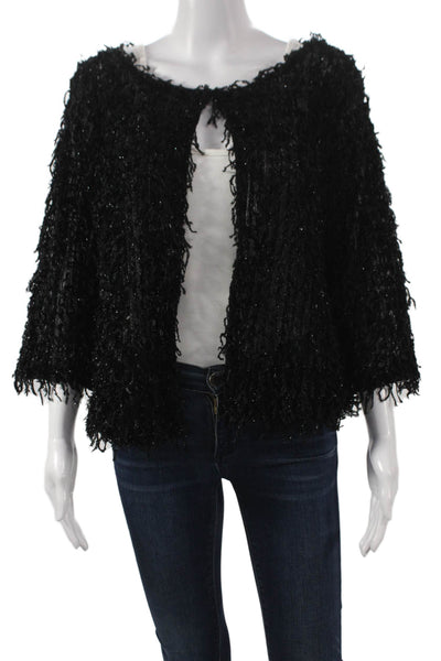 Simply Vera Vera Wang Womens Shrug Sweater Black 3/4 Sleeve Round Neck Size M