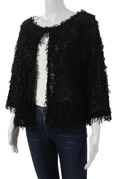 Simply Vera Vera Wang Womens Shrug Sweater Black 3/4 Sleeve Round Neck Size M