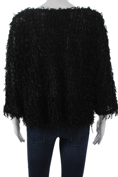 Simply Vera Vera Wang Womens Shrug Sweater Black 3/4 Sleeve Round Neck Size M