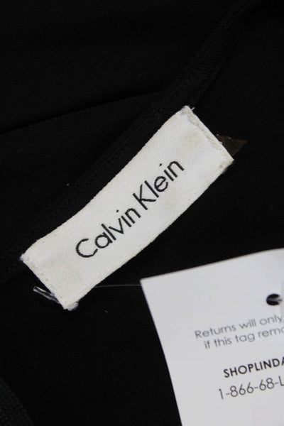Calvin Klein Women Sheath Dress Black Cowl Neck Long Sleeve Knee Length Size 8