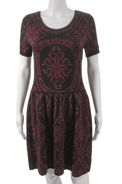 Romeo & Juliet Womens Sweater Dress Black Geometric Rayon Size M