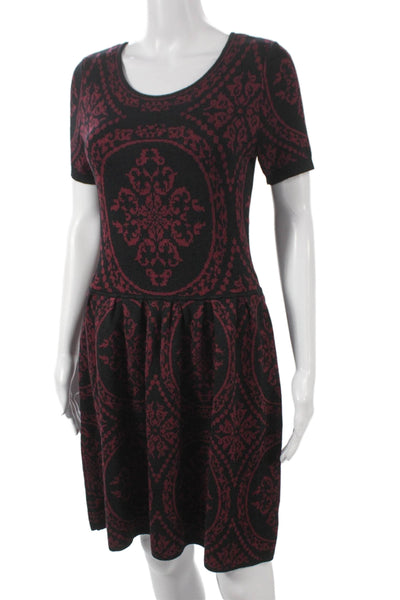 Romeo & Juliet Womens Sweater Dress Black Geometric Rayon Size M